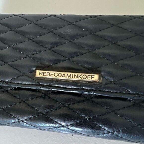 Rebecca Minkoff Black Quilted Zip Up Wallet Wristlet - Picture 3 of 8